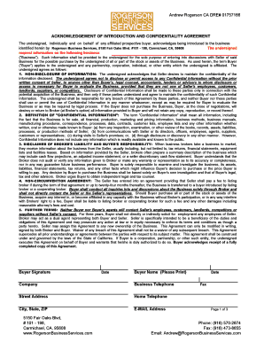 California Business Purchase Confidentiality Agreement