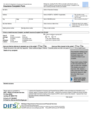Michigan Insurance Complaint Form