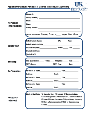 Graduate Admission Application for Electrical and Computer Engineering