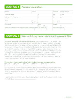 Medicare Supplement Plan Application