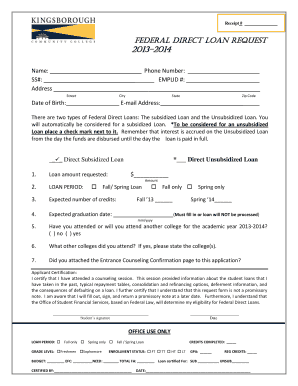 William D. Ford Federal Direct Loan Request Form