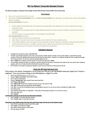 IRS Tax Return Transcript Request