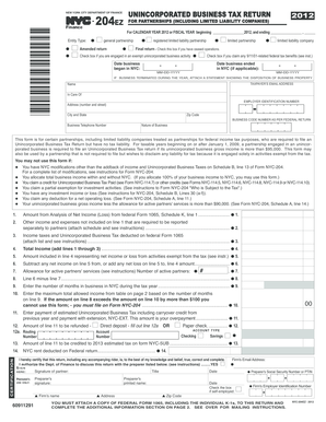 New York City Unincorporated Business Tax Return