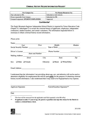 Criminal History Record Information Request