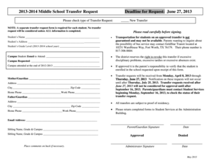 Middle School Transfer Request Form