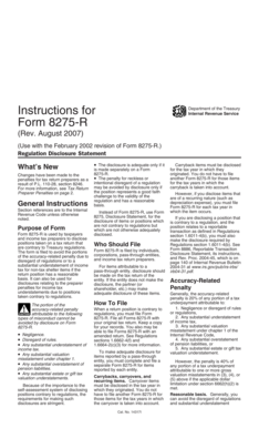 IRS Form 8275-R Regulation Disclosure Statement