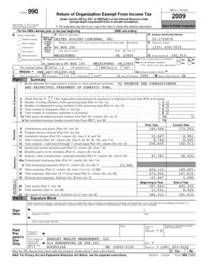 Form 990 Return of Organization Exempt From Income Tax 2009