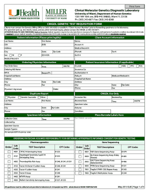 CMGDL Genetic Test Requisition Form