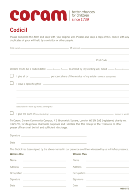 Please complete this form and keep with your original will