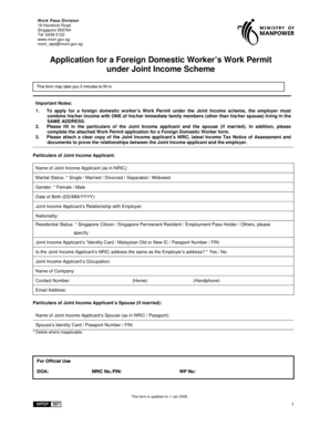 Foreign Domestic Worker Work Permit Application