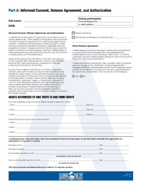 Learning for Life Annual Health and Medical Record