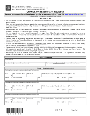 Change of Beneficiary Request