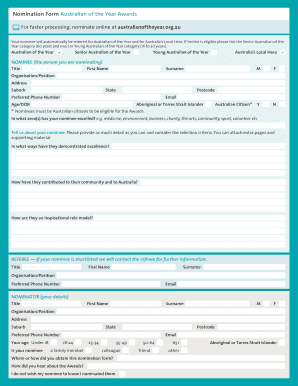 Australian of the Year Nomination Form