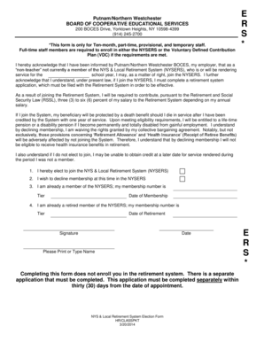 NYSERS Retirement System Election Form