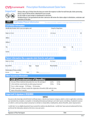 Prescription Reimbursement Claim Form