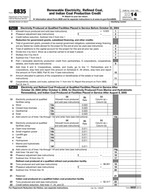 Form 8835 Renewable Electricity and Refined Coal Production Credit
