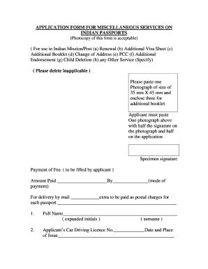 Indian Passport Miscellaneous Services Application