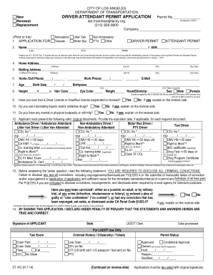 Los Angeles Driver Attendant Permit Application