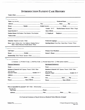 Patient Case History Form