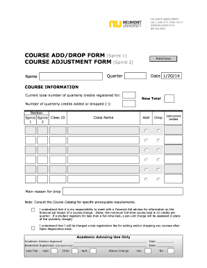 Course Add/Drop Form