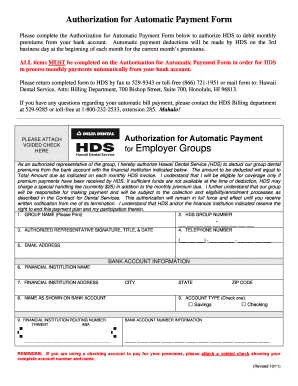 Authorization for Automatic Payment Form