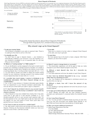 Direct Deposit of Dividends Authorization Form