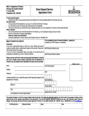 New Brunswick Direct Deposit Application Form
