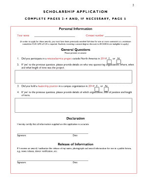 Canadian University College Scholarship Application