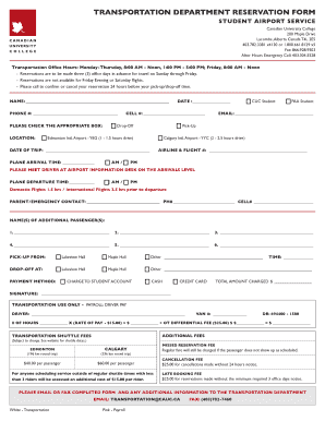 Student Airport Service Reservation Form