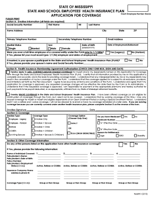 Mississippi State and School Employees Health Insurance Application