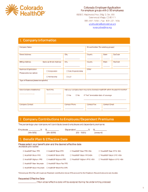 Colorado Employer Health Insurance Application