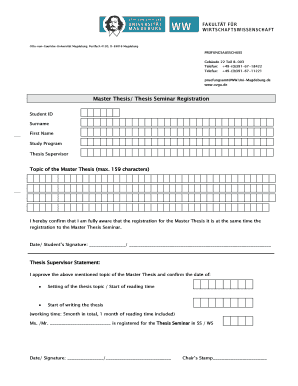 Master Thesis Registration Form