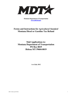 Montana Agricultural Fuel Tax Refund Form