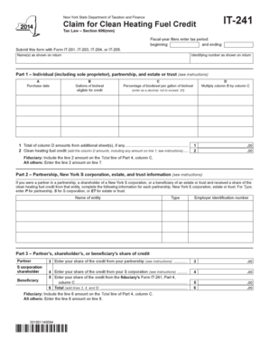 New York Clean Heating Fuel Credit Form IT-241