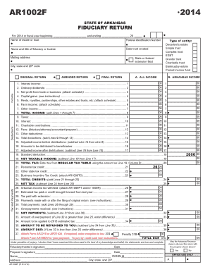 Arkansas Fiduciary Return Form AR1002F