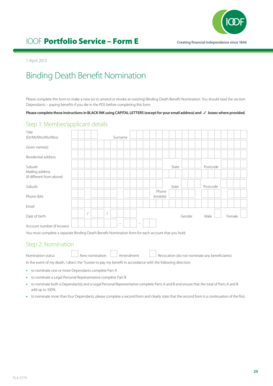 Binding Death Benefit Nomination Form