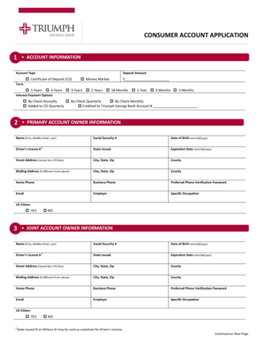 Consumer Account Application