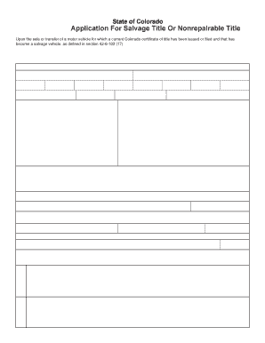 Colorado Salvage or Nonrepairable Title Application