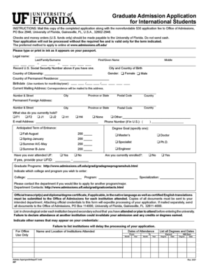 Graduate Admission Application for International Students