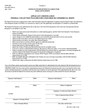 USDA Applicant Certification Form