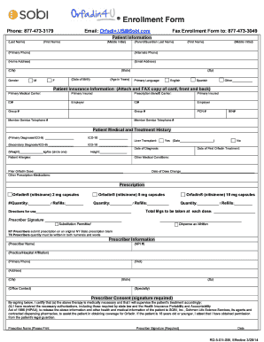 Orfadin Patient Enrollment Form