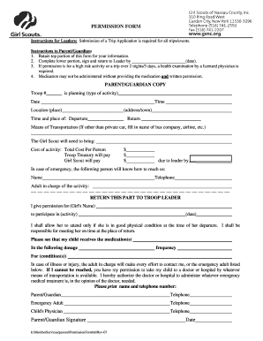 Girl Scout Permission Form