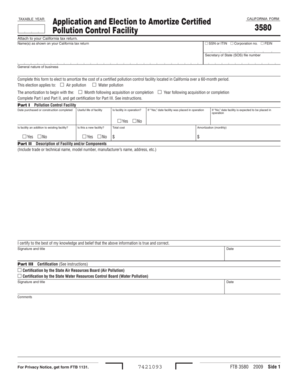 California Pollution Control Facility Amortization Form