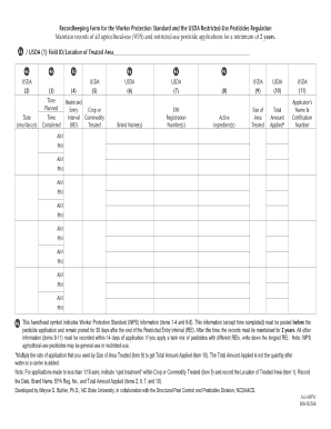 USDA Worker Protection Standard Recordkeeping Form