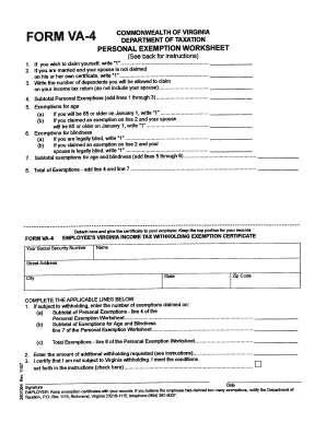 Virginia Income Tax Withholding Exemption Certificate