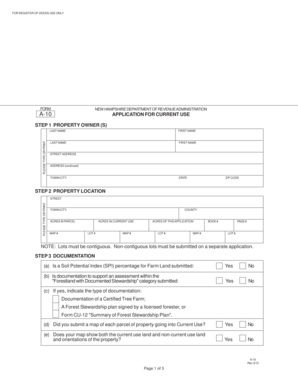 New Hampshire Current Use Application Form