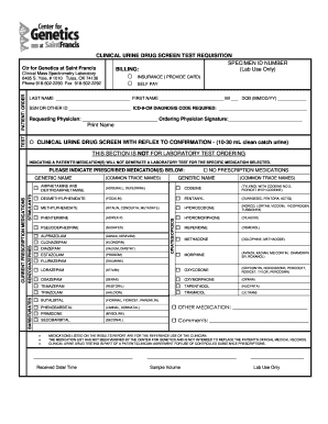 Clinical Urine Drug Screen Requisition