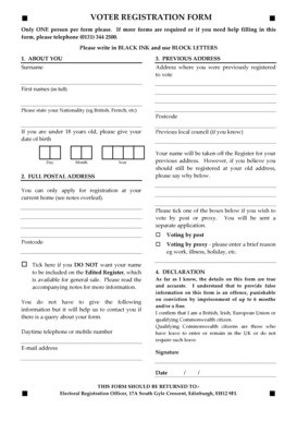 UK Voter Registration Form
