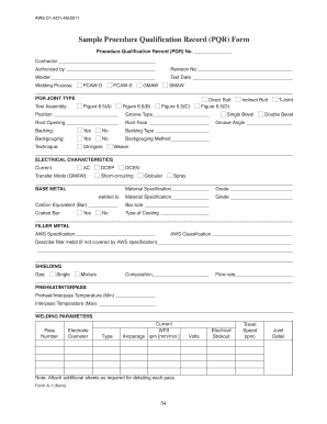 AWS D1.4 PQR Form