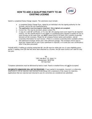 New Mexico Status Change Form